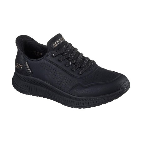 SKECHERS 117740 BOBS SQUAD 4 KEY LOOK Sneakers Donna Con Lacci Elastici Slip-Ins Black