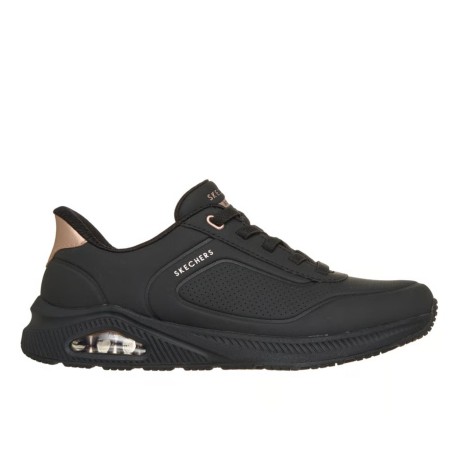 SKECHERS 190177 ARCH FIT UNO RELAXING ON AIR Sneakers Donna Con Lacci Elastici Slip-Ins Black