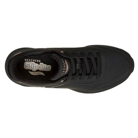 SKECHERS 190177 ARCH FIT UNO RELAXING ON AIR Sneakers Donna Con Lacci Elastici Slip-Ins Black