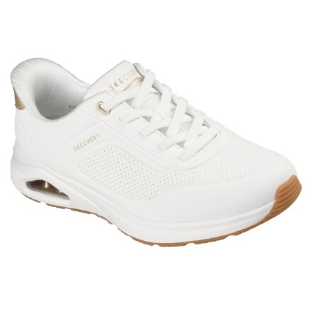 SKECHERS 190177 ARCH FIT UNO RELAXING ON AIR Sneakers Donna Con Lacci Elastici Slip-Ins White