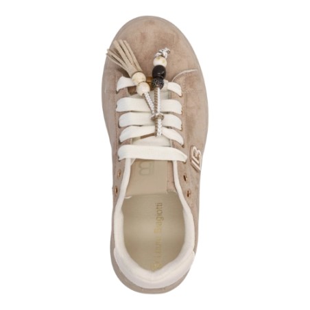 Laura Biagiotti 9821 Sneakers Donna Platform Stringate con Accessori Beige
