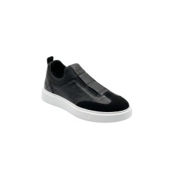 Paciotti 4US 0091 Sneaker Uomo Senza Lacci In Vera Pelle Nero