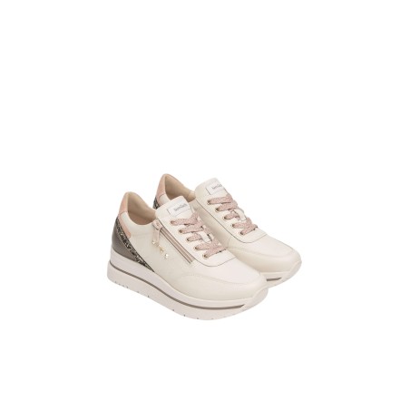 Nero Giardini VELVET I617360D Sneakers Donna Stringate Platform Con Zip Laterale Milk