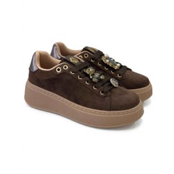 Gold & Gold GB1093-1 Sneakers Donna Stringate Con Accessorio Moro