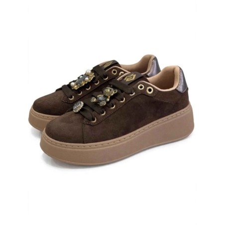 Gold & Gold GB1093-1 Sneakers Donna Stringate Con Accessorio Moro