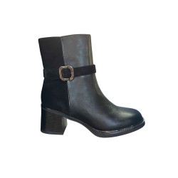 Gold & Gold GY507 Stivaletto Donna Tacco Medio Con Zip Laterale Nero
