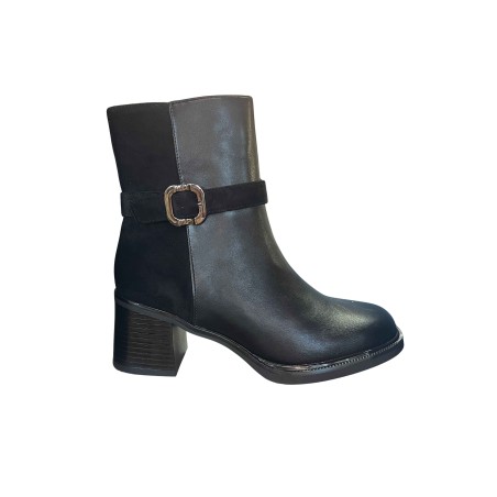 Gold & Gold GY507 Stivaletto Donna Tacco Medio Con Zip Laterale Nero