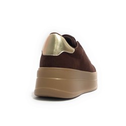 Gold & Gold GB989 Sneakers Donna Stringate Platform Con Accessorio Caffè 2