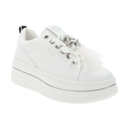 Gold & Gold GB987 Sneakers Donna Stringate Con Accessorio Platform Bianco