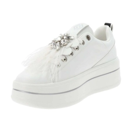 Gold & Gold GB987 Sneakers Donna Stringate Con Accessorio Platform Bianco
