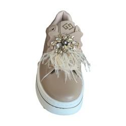 Gold & Gold GB987 Sneakers Donna Stringate Con Accessorio Platform Nude 2