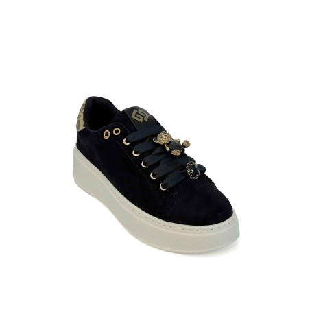 Gold & Gold GB1093-1 Sneakers Donna Stringate Con Accessorio Nero