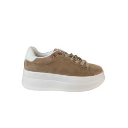 Gold & Gold GB989 Sneakers Donna Stringate Con Accessorio Khaki