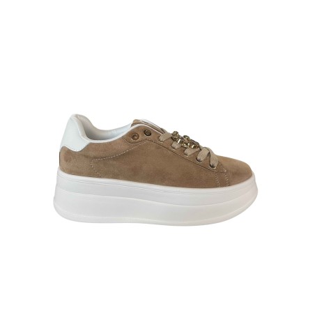 Gold & Gold GB989 Sneakers Donna Stringate Con Accessorio Khaki