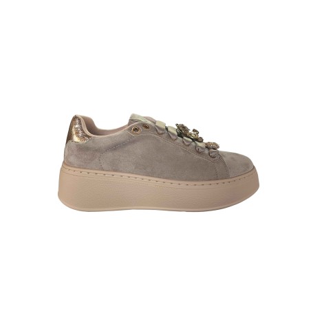 Gold & Gold GB1093-1 Sneakers Donna Stringate Con Accessorio Khaki