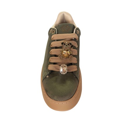 Gold & Gold GB1093-1 Sneakers Donna Stringate Con Accessorio Verde