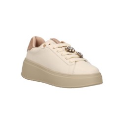 Gold & Gold GB1093 Sneakers Donna Stringate Con Accessorio Beige