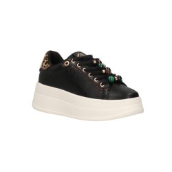 Gold & Gold GB1108 Sneakers Donna Stringate Con Accessorio Nero