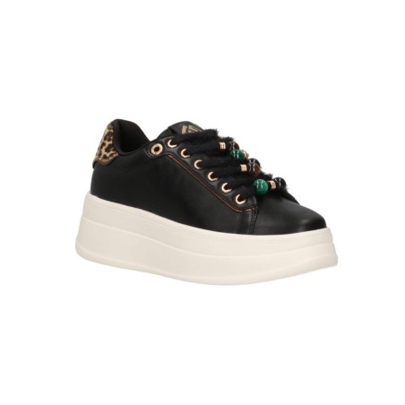 Gold & Gold GB1108 Sneakers Donna Stringate Con Accessorio Nero