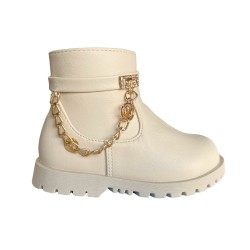 Melania MS 65081 Stivaletti Bambina Con Zip e Catenella Off White