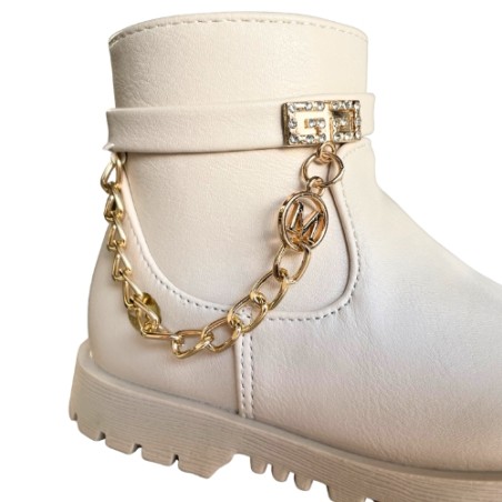Melania MS 65081 Stivaletti Bambina Con Zip e Catenella Off White