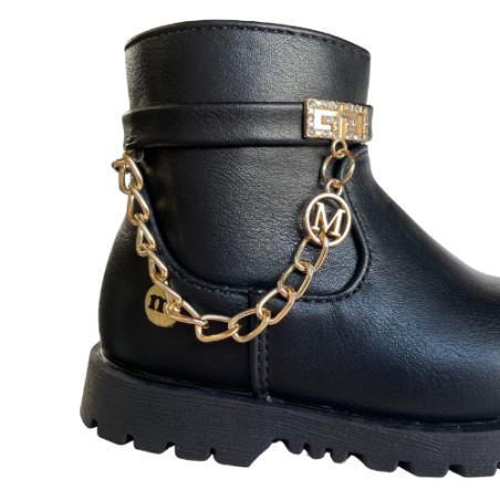 Melania MS 65081 Stivaletti Bambina Con Zip e Catenella Nero