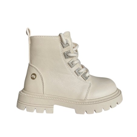 Melania MS 65052 Stivaletti Anfibi Bambina Stringati con Zip e Accessori Off White