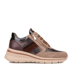 KEYS K-11264 Sneakers Donna Zeppa Con Zip Laterale Stringate Con Dettagli Strass Dodo