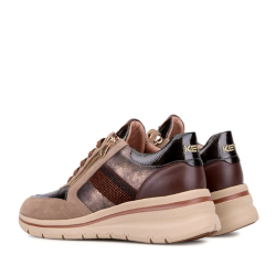 KEYS K-11264 Sneakers Donna Zeppa Con Zip Laterale Stringate Con Dettagli Strass Dodo 2