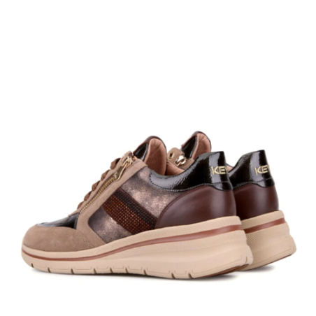 KEYS K-11264 Sneakers Donna Zeppa Con Zip Laterale Stringate Con Dettagli Strass Dodo