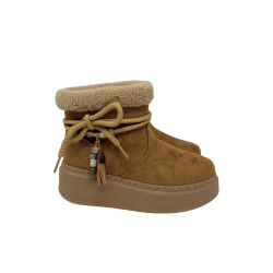 Gold & Gold FR03 Stivaletto Donna Con Pelliccia e Accessori Cammello