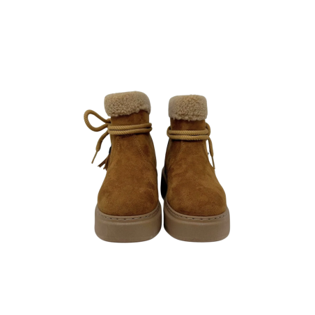 Gold & Gold FR03 Stivaletto Donna Con Pelliccia e Accessori Cammello