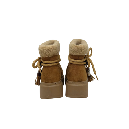 Gold & Gold FR03 Stivaletto Donna Con Pelliccia e Accessori Cammello