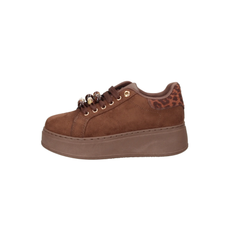 Gold & Gold FR01 Sneakers Donna Stringate Con Accessorio Caffè