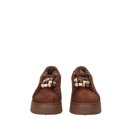 Gold & Gold FR01 Sneakers Donna Stringate Con Accessorio Caffè