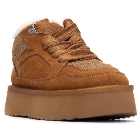 XTI 144338 Sneakers Stivaletto Donna Stringate Camel