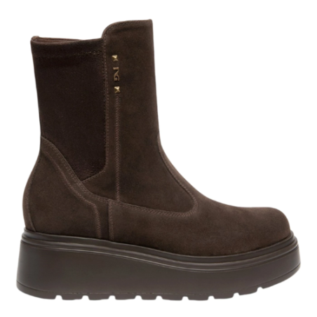 Nero Giardini I618111D AROLD Stivaletto Donna Platform Con Zip Laterale Testa Di Moro