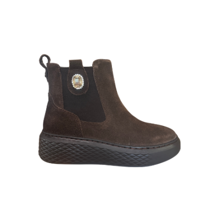 Riposella RAMONA WC00BX Stivaletto Donna In Camoscio Con Zip Laterale testa Di Moro