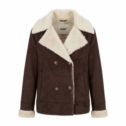 BLASH BS2740015 Capospalla  Donna di Camoscio e Pelliccia DoppioPetto Cioccolato