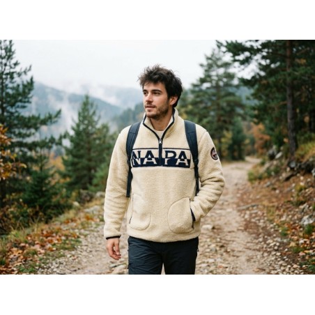 Napapijri NP0A8A8HN5E1 T-ARCHIVE FLEECE HZ Felpa Uomo Con Logo Frontale Putty