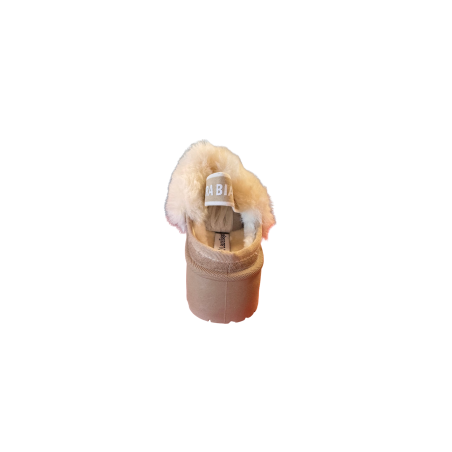 Laura Biagiotti 9868 Sabot Con Plateau E Cinturino Donna Eco Pelliccia Beige