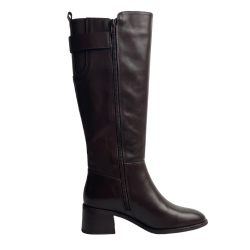 Gold & Gold FS12 Scarpe Donna Stivale con Zip Laterale Tacco Basso Brown 2