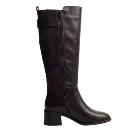 Gold & Gold FS12 Scarpe Donna Stivale con Zip Laterale Tacco Basso Brown