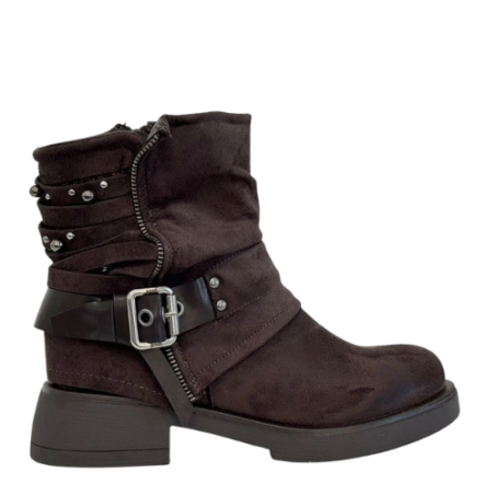 Gold & Gold FH01 Stivaletto Donna Scamosciato con Tacco Basso Caffè