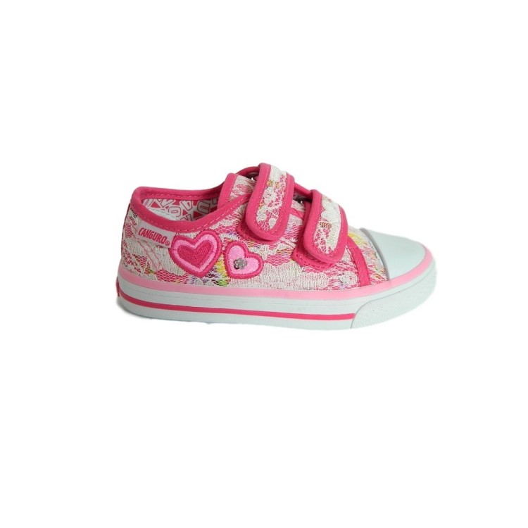 Canguro C60164 Scarpe Bambina Sneakers Low con Strappi Canvas Rosa