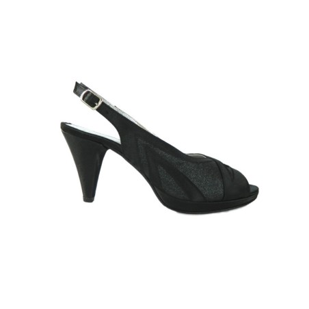 Estro Donna 162 Scarpe Donna Sandali Tacco Medio Raso Nero