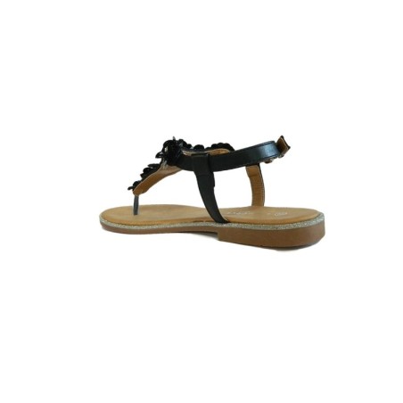 LA PIERCE Pearl Sandali Donna Flat Infradito Fiori Nero