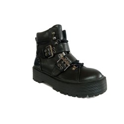 Xti 49408 Scarpe Donna Stivaletti Anfibi Platform con Fibbie Nero 2