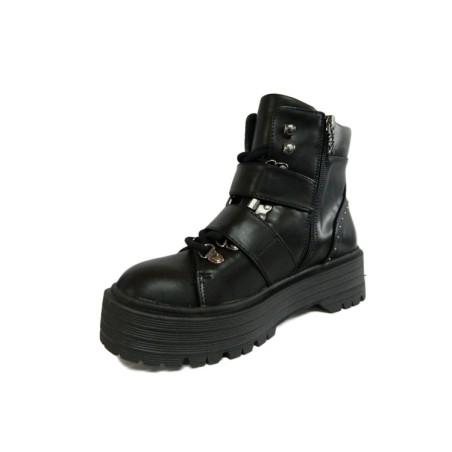 Xti 49408 Scarpe Donna Stivaletti Anfibi Platform con Fibbie Nero