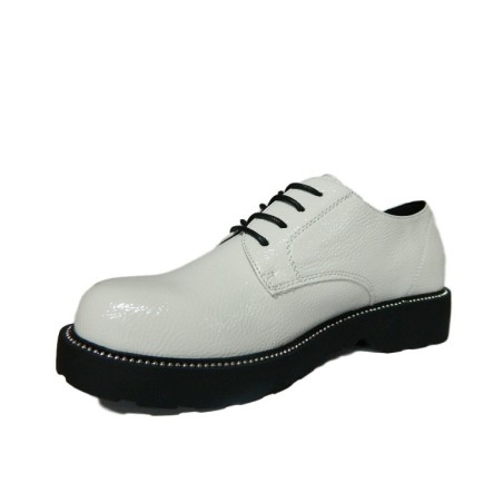 Gold & Gold GA85 Scarpe Donna Stringate in Vernice Naplack Bianco